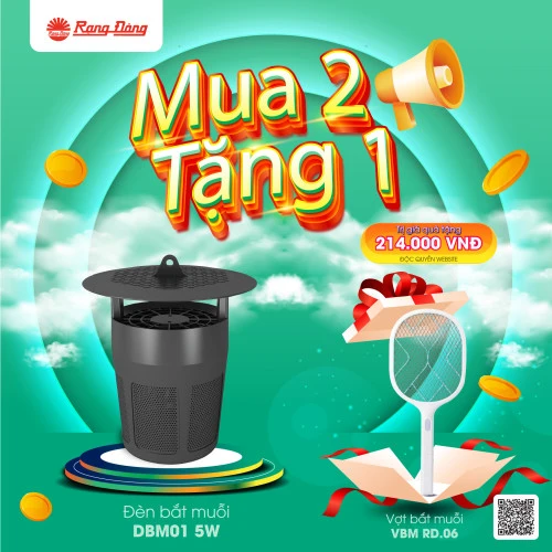 MUA 2 ĐÈN BẮT MUỖI DBM01 5W TẶNG 1 VỢT BẮT MUỖI